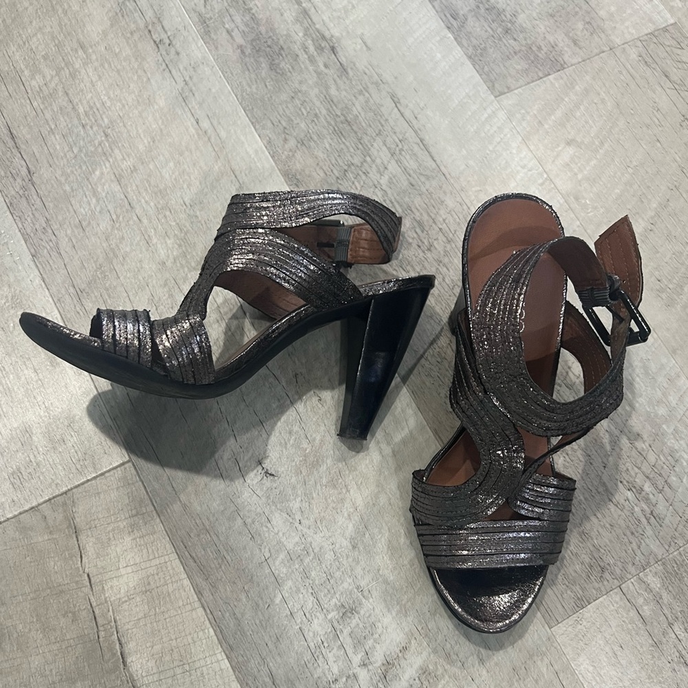 Franco Sarto shiny metallic strappy heels
